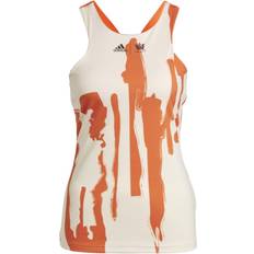 Orange Linnen adidas Thebe Magugu Tennis New York Y Back Tank Top - Ecru Tint/Impact Orange