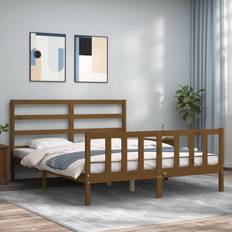Beds & Mattresses vidaXL Bed Frame with Headboard Honey Brown 5FT