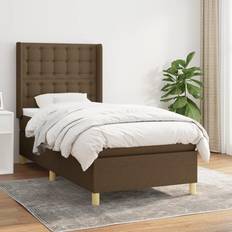 vidaXL Box Spring Con Colchón Tela Marrón Oscuro 100x200 cm - Marrón Cama Continental