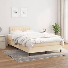 Beige Letti vidaXL Giroletto A Molle Con Materasso Crema 120x200 cm In Tessuto Letto Continentale