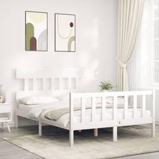 vidaXL Massivholzbett mit Kopfteil 120x200 cm Bettrahmen