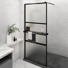 Docce vidaXL Parete Doccia Walk In Mensola Nera 90 x 195 cm Vetro ESG Alluminiocod Mxl 102370