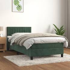 90cm Lits Continentaux vidaXL Sommier À Lattes de Avec Matelas Lit Rembourré 90x200 cm Vert Lit Continental