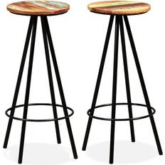 Marron Tabourets de bar vidaXL Tabourets Lot De 2 Bois Massif De Récupération Tabouret de bar 2pcs