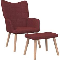 Red Armchairs vidaXL Relaxsessel mit Hocker Weinrot Stoff Sessel