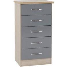 Nevada 5 SECONIQUE Nevada Grey Gloss/Light Oak Chest of Drawer 50x193cm