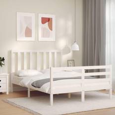 Bianco Strutture letto vidaXL Giroletto Con Testiera Bianco 140x200 cm In Legno Massello