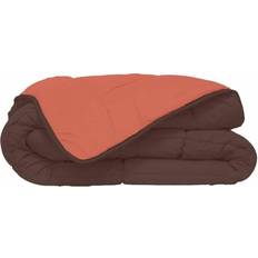Couvertures lestées Poyet Motte Couette Microfibre Montagny Double Face 220 x 240 cm Chocolat & Corail - Marron Couverture lestée Marron, Orange