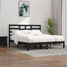 vidaXL black, 200 Solid Wood Bed Frame Bedstead Bed Base
