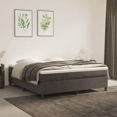Camas Continentales vidaXL Box Spring Con Colchón Terciopelo Gris Oscuro 180x200 cm Cama Continental