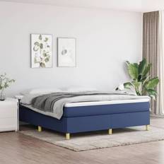 160cm Letti vidaXL Giroletto A Molle Con Materasso Blu 160x200 cm In Tessuto Letto Continentale