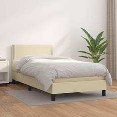 Blanc Lits Continentaux vidaXL Kunstleder Creme, 100 Boxspringbett