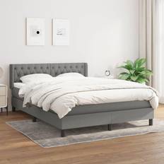 Letti Continentali vidaXL Giroletto A Molle Con Materasso Grigio Scuro 140x200 cm Letto Continentale