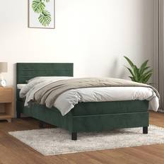 90cm Letti vidaXL Giroletto A Molle Con Materasso Verde Scuro 90x200 cm Velluto Letto Continentale