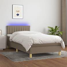 Beige Letti Continentali vidaXL A Molle Con Materasso e LED Tortora 100x200 cm In Tessuto Letto Continentale