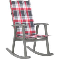 Grey Rocking Chairs vidaXL with Cushions Grey Solid Acacia Wood Rocking Chair