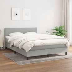 Letti vidaXL Giroletto A Molle Con Materasso Grigio Chiaro 140x200 cm Tessuto Cod MXL 47228 Letto Continentale