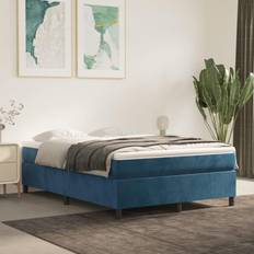 Bleu Lits et Matelas vidaXL Bleu Foncé 140x190 cm Velours Dark Blue