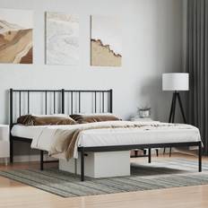 Beds & Mattresses vidaXL Metal Bed Frame with Headboard Black