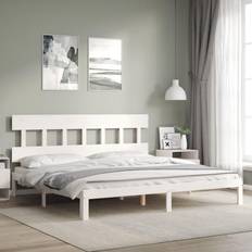 Beds & Mattresses vidaXL Bed Frame with Headboard White