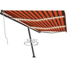 Giardino e Ambiente Esterno vidaXL Tenda Automatica Sensore Vento e LED 600x300 cm Arancio Marrone