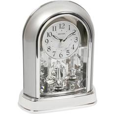 Table Clocks Rhythm Arch Silver Quartz Mantel with Rotating Pendulum Table Clock