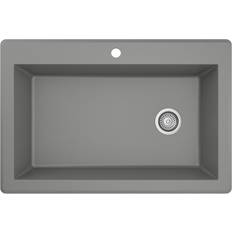 Gray Drainboard Sinks Karran QT-670 Drop-In Quartz Composite Single