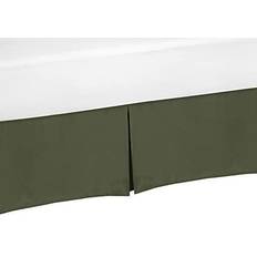 Sweet Jojo Designs Dark Green Queen Bed Skirt Dust Ruffle - Solid Color Hunter Forest Olive Valance Sheet Green