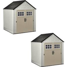 Beige - Wood Outbuildings Rubbermaid 7x7 Ft Durable Weatherproof Resin (Building Area )