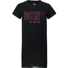 Schwarz Kleider DKNY Girls Black Cotton Logo Dress Black year