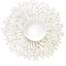 Polyester Place Mats Chilewich Care Pressed Bloom Place Mat White, Gold, Brown, Beige
