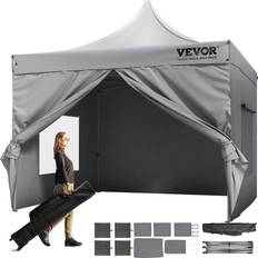 Argent Pavillons et Accessoires VEVOR Tonnelle Pop-up 304.8x304.8 cm Tente Jardin Parois Latérales Amovibles Sac à Roulettes Résistant UV Imperméable Tente Gazebo Pour Plein Air