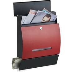 Brevlåda röd Relaxdays Väggmonterad Brevlåda Med Tidningsplats 45 x 35 x 11 cm Svart-Röd