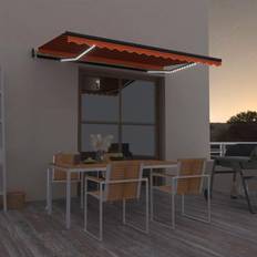 Giardino e Ambiente Esterno vidaXL Tenda Automatica Sensore Vento E Led 450x350 cm Arancio Marrone Arredo Giardino