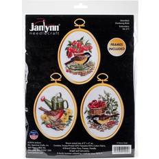 Needlework Kits Janlynn embroidery kit 3"x4" set of 3-gardening birds-stiched in floss, 4-0865