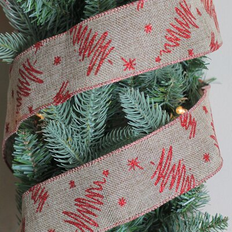 Ribbons, Tapes & Trims Northlight Red and Beige Christmas Tree Wired Craft Ribbon 2.5 x 10 Yards