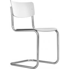 Résistant aux intempéries Chaises de Cuisine Thonet Cantilever Chrome/White Chaise de Cuisine 82cm