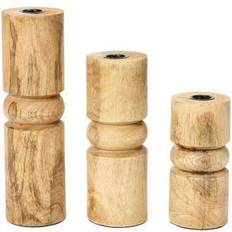 Natural Candlesticks Wood Stack Taper Holder