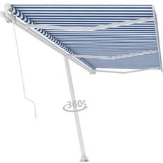 Polyester Patio Awnings vidaXL Manuell Standmarkise 600 x 300 cm Blau/Weiß