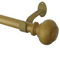 Brown Curtain Accessories Elrene Rhinebeck Adjustable Curtain Rod with Faux Wood Ball Finials, 86-120