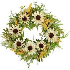 Beige Christmas Decorations Northlight Sunflowers Artificial Fall Harvest Wreath Decoration