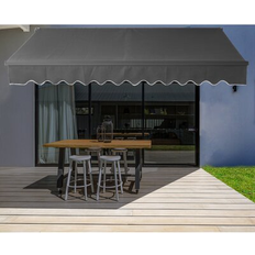 Side Awnings Aleko Black Frame 13 Retractable Home Patio Canopy Awning