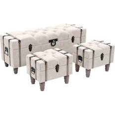 VidaXL Storage Benches vidaXL 3 Cream Storage Bench