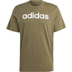 Marrone - Uomo Magliette Adidas Essentials Single Jersey Linear Embroidered Logo - Olive Strata