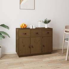 vidaXL 100x40x75 massivt fyrretræ gyldenbrun Skænk