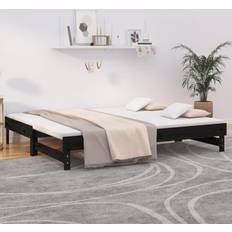 Pino Sofás vidaXL Cama Extraíble Sin Colchón Negro 2x(90x200) cm Sofá