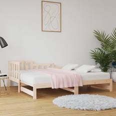 Negro Sofás vidaXL Cama Extraíble Madera Maciza De Pino 2x(80x200) cm Sofá