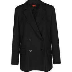 HUGO BOSS Viskose Overdele HUGO BOSS Dobbeltradet Jakke Med Afslappet Pasform I Stof - Black