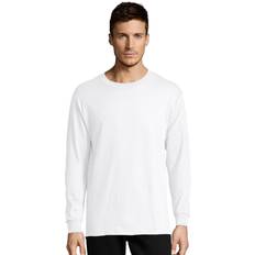Hanes Essentials Men's Cotton Long Sleeve T-Shirt, 4-Pack White