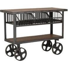 Console Tables Litton Lane Large Industrial Rolling Cart 3 Basket Console Table